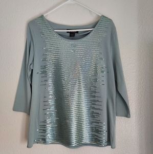 Sequin 3/4 sleeve tee top